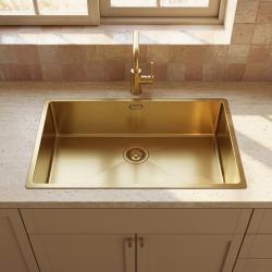 Pure.Sink Luxion Grote Gouden spoelbak 74x40 cm onderbouw, vlakinbouw en opbouw PLX7440-60